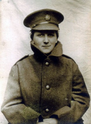READY FOR WAR: Dora Richmond in early 1918 wearing the army coat of her intended, 2nd Lt Joe Booth