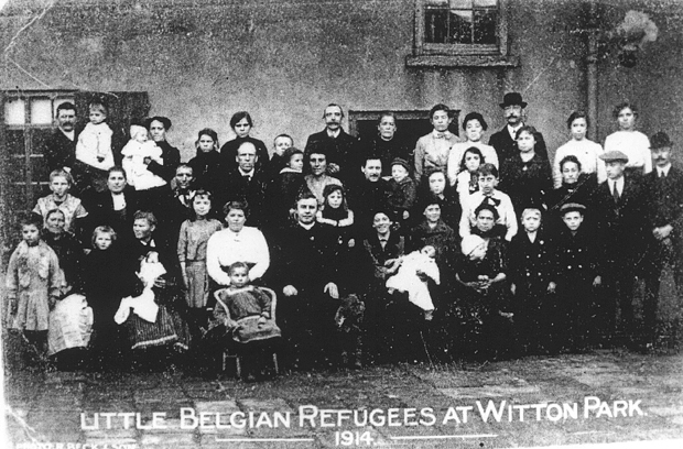 Belgian refugees pictured at Witton Park, County Durham, in 1914